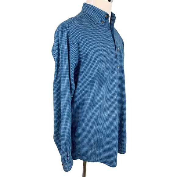 St Johns Bay Button Up Long Sleeve Shirt Blue Check Button-down Size MT ML - Picture 5 of 8